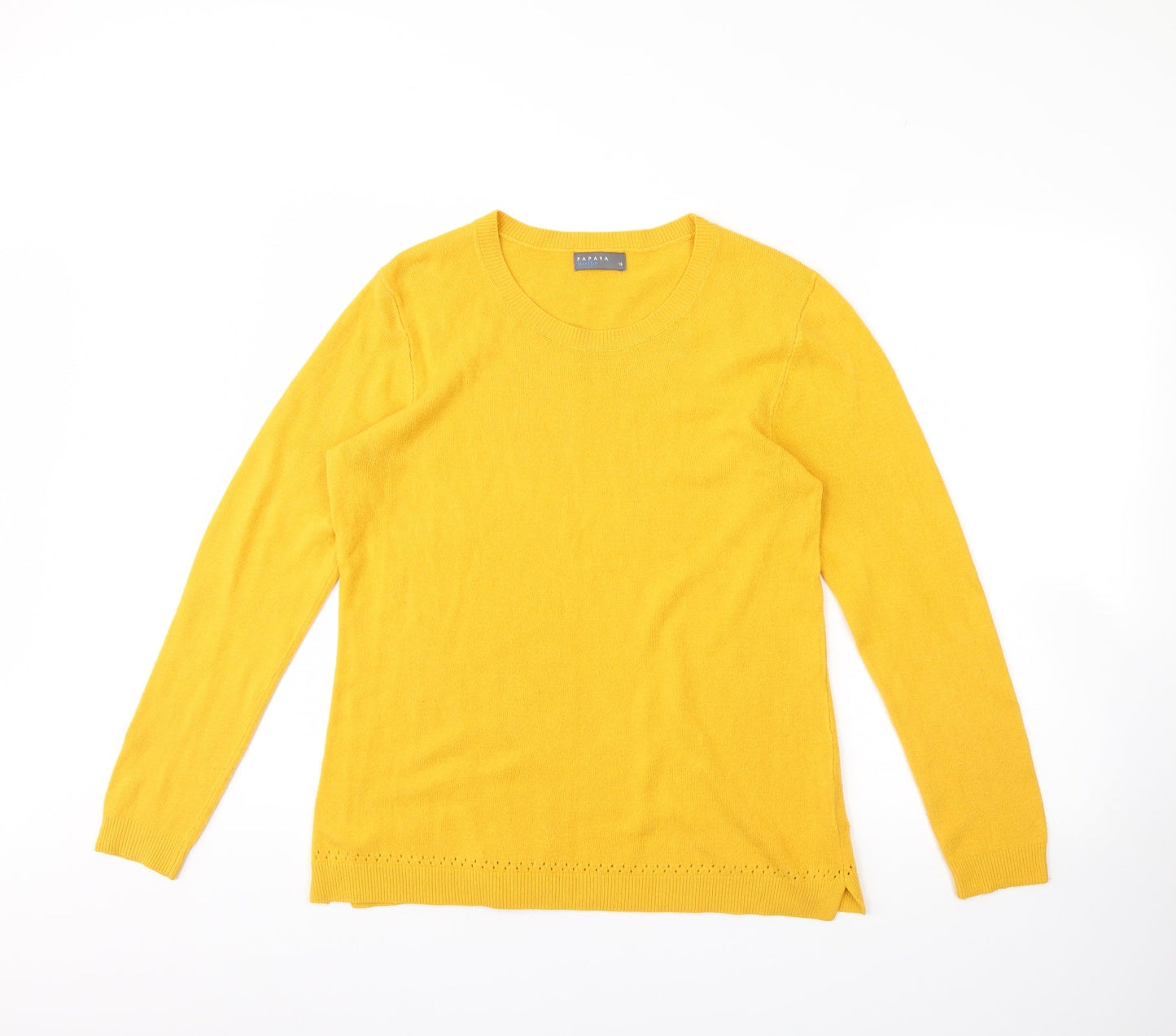 Womens UK Size 16 Papaya Yellow Pullover Jumper
