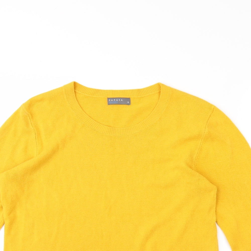 Womens UK Size 16 Papaya Yellow Pullover Jumper
