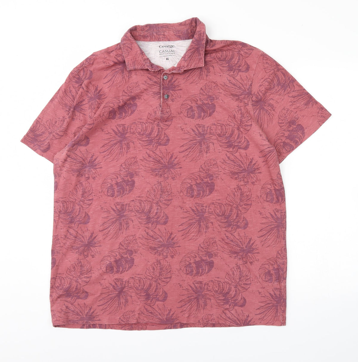 Front view of George girls’ red floral basic polo, size XL