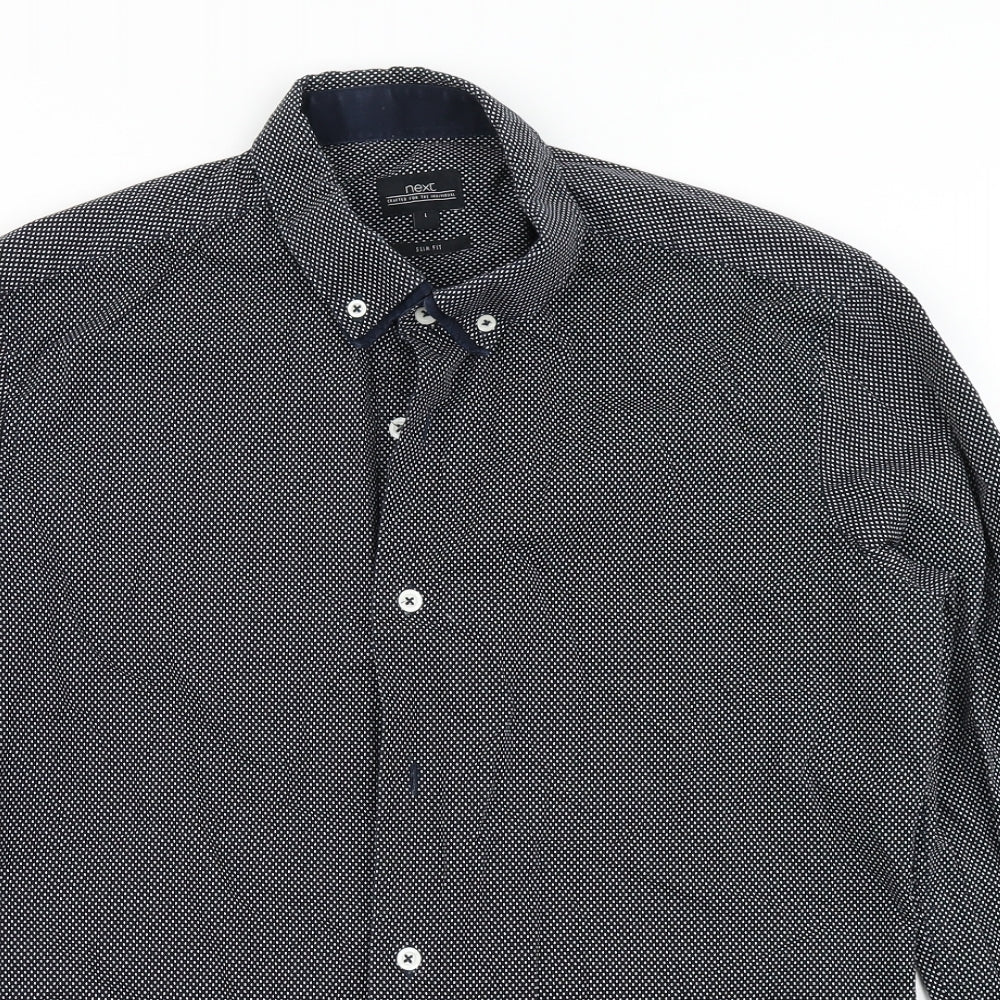 Mens UK Size L NEXT Black  Button-Up Long Sleeve Casual Shirt