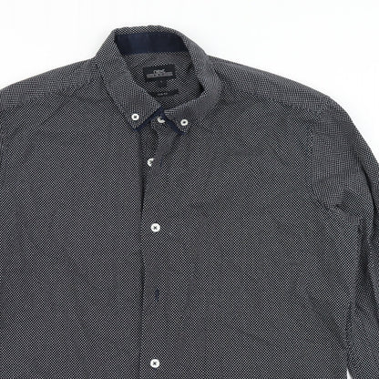 Mens UK Size L NEXT Black  Button-Up Long Sleeve Casual Shirt