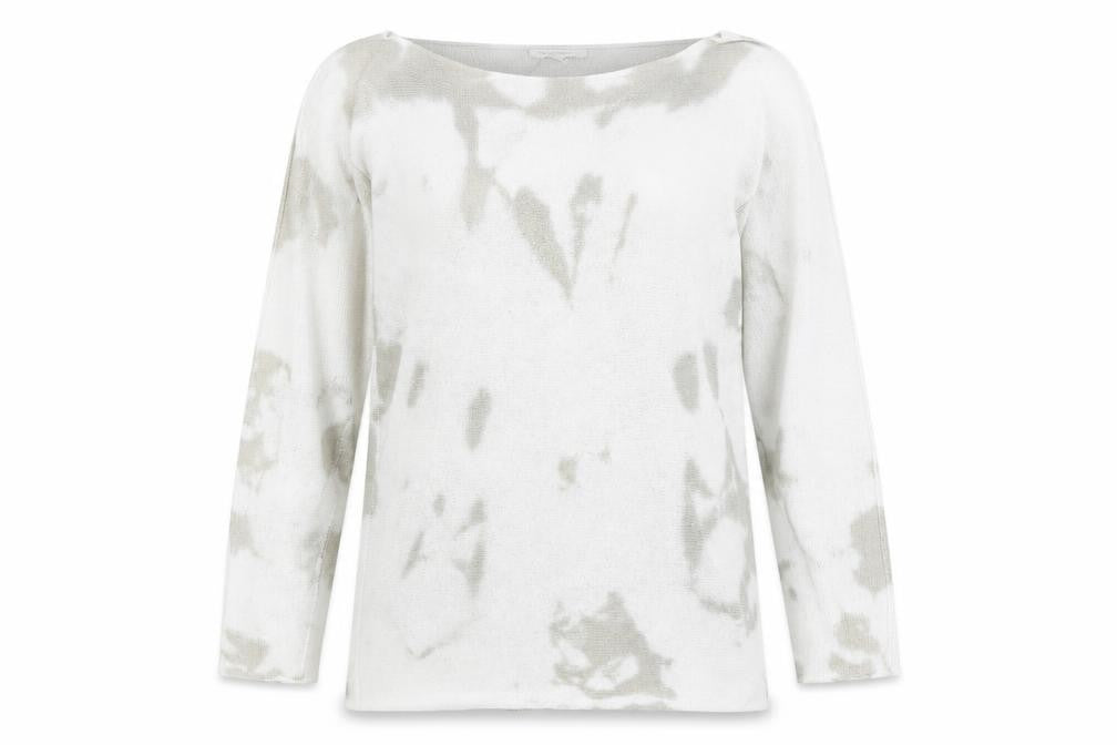 Front view of Collezione Gaia women’s grey knit jumper, size M, - tie dye