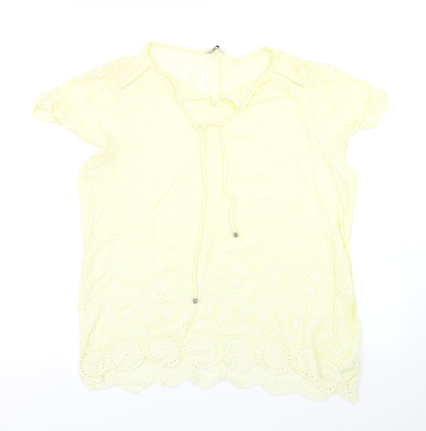 Womens UK Size 14 M&Co Yellow Basic Blouse