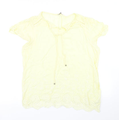 Womens UK Size 14 M&Co Yellow Basic Blouse