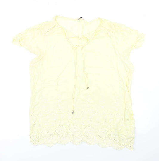 Womens UK Size 14 M&Co Yellow Basic Blouse
