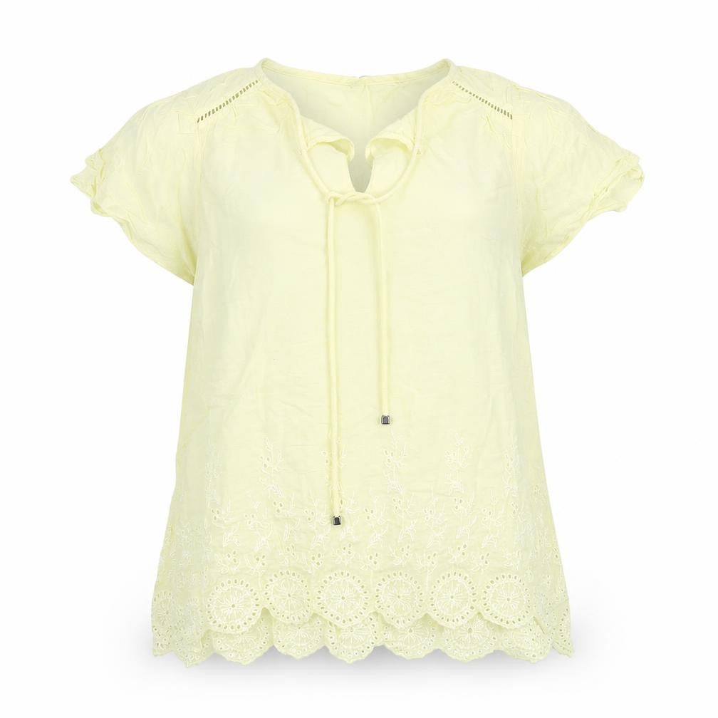 Womens UK Size 14 M&Co Yellow Basic Blouse