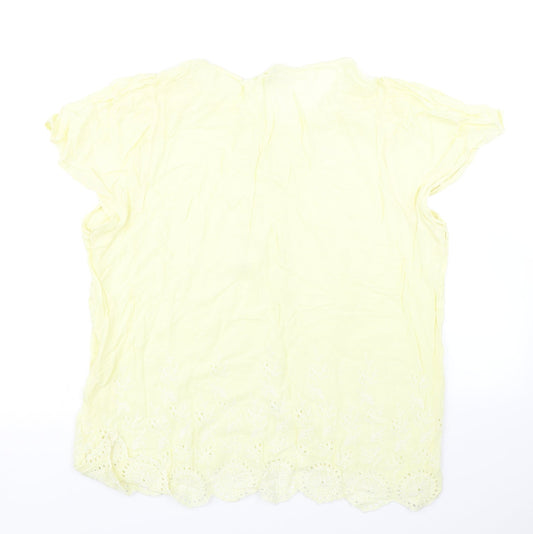 Womens UK Size 14 M&Co Yellow Basic Blouse