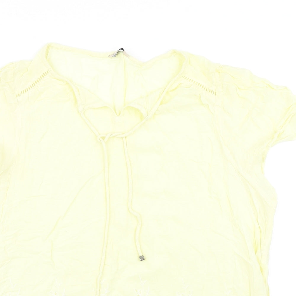 Womens UK Size 14 M&Co Yellow Basic Blouse