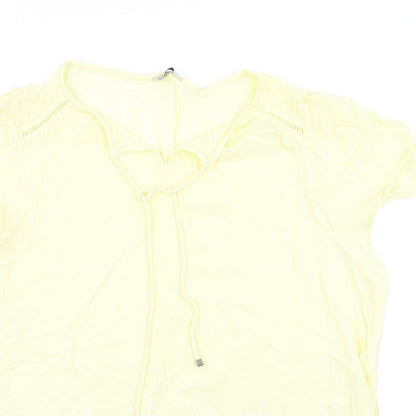 Womens UK Size 14 M&Co Yellow Basic Blouse