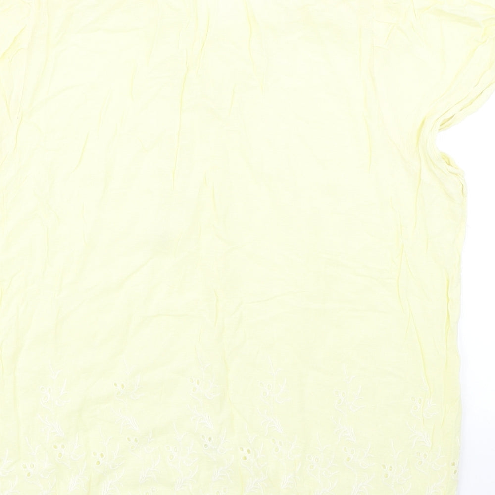 Womens UK Size 14 M&Co Yellow Basic Blouse