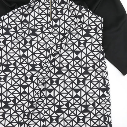 Boohoo Womens Black Geometric  A-Line  Size 12  - Balloon sleeve