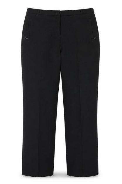 Front view of Marks & Spencer women’s black dress pants trousers, size UK 12, 28-inch leg