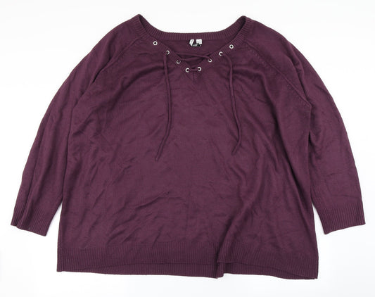 Capsule Womens Purple  Knit Pullover Jumper Size L