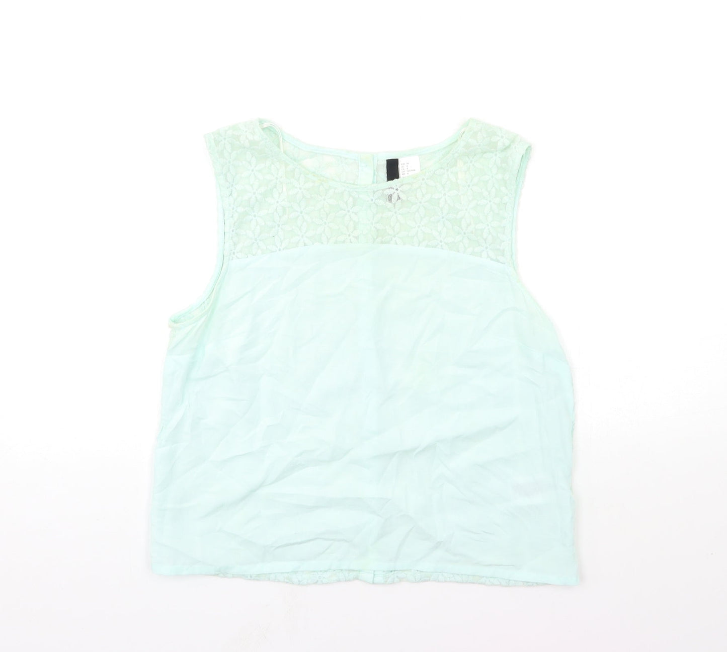 Womens UK Size 12 H&M Green Basic Tank