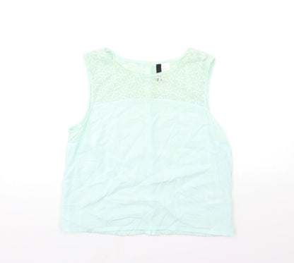 Womens UK Size 12 H&M Green Basic Tank