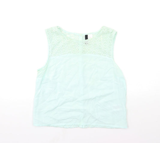 Womens UK Size 12 H&M Green Basic Tank