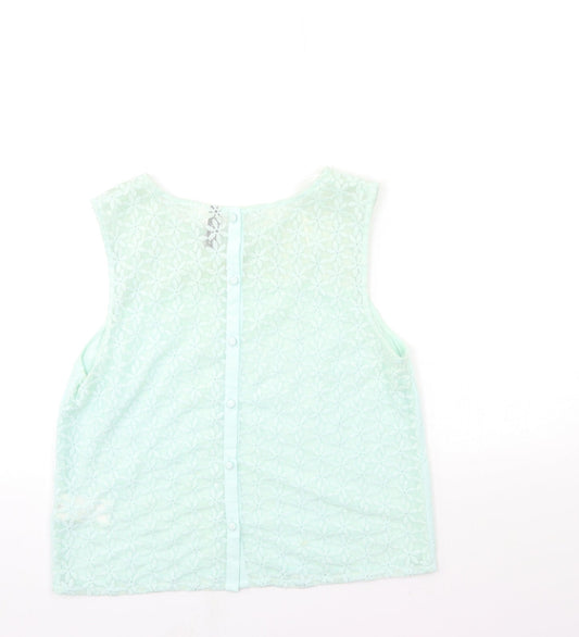 Womens UK Size 12 H&M Green Basic Tank