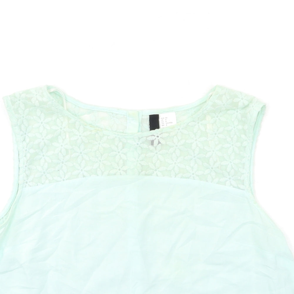 Womens UK Size 12 H&M Green Basic Tank