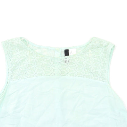 Womens UK Size 12 H&M Green Basic Tank