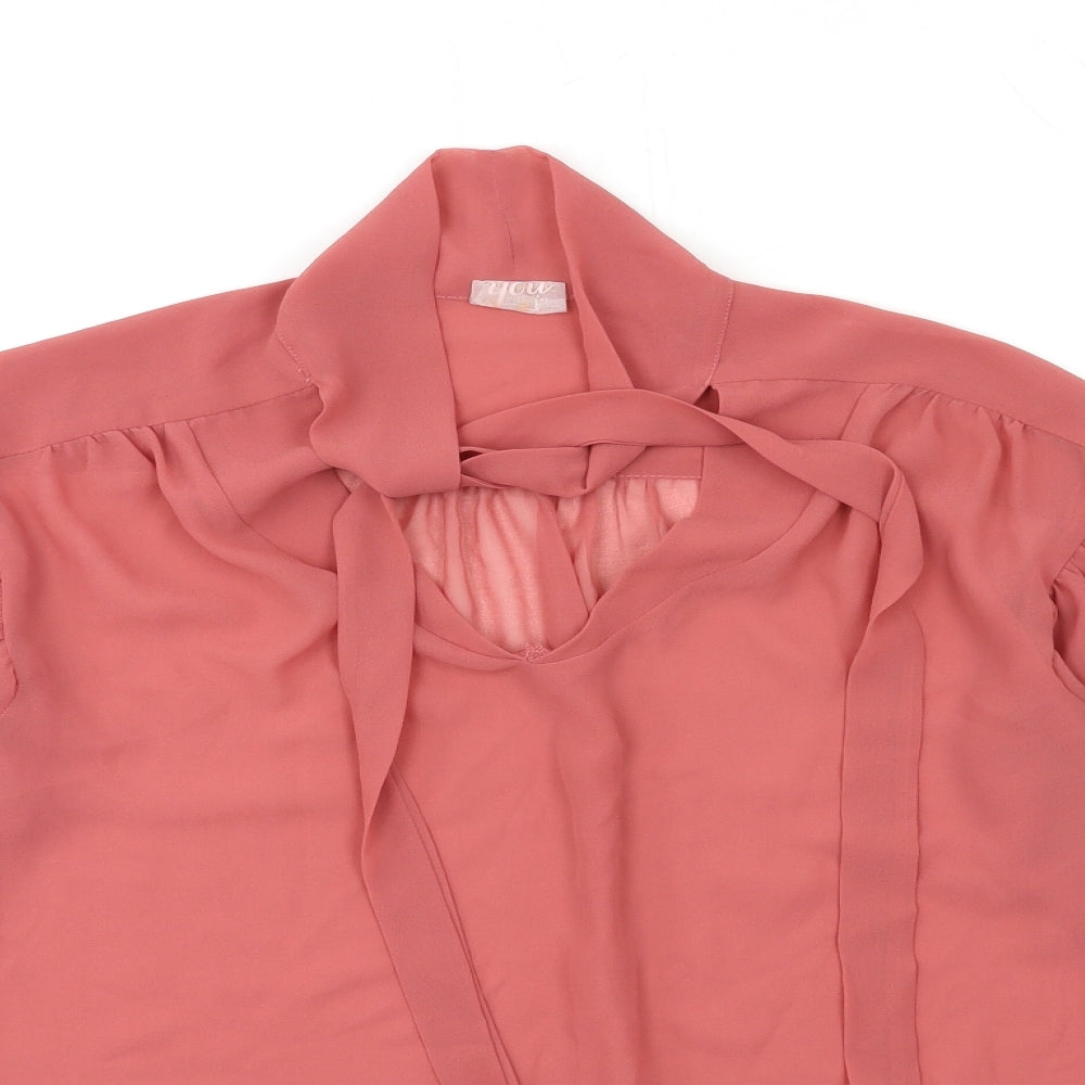 Close-up detail of ALL ABOUT YOU women’s pink basic blouse, size S
