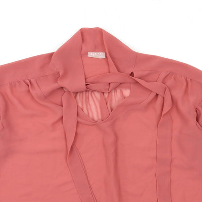 Close-up detail of ALL ABOUT YOU women’s pink basic blouse, size S