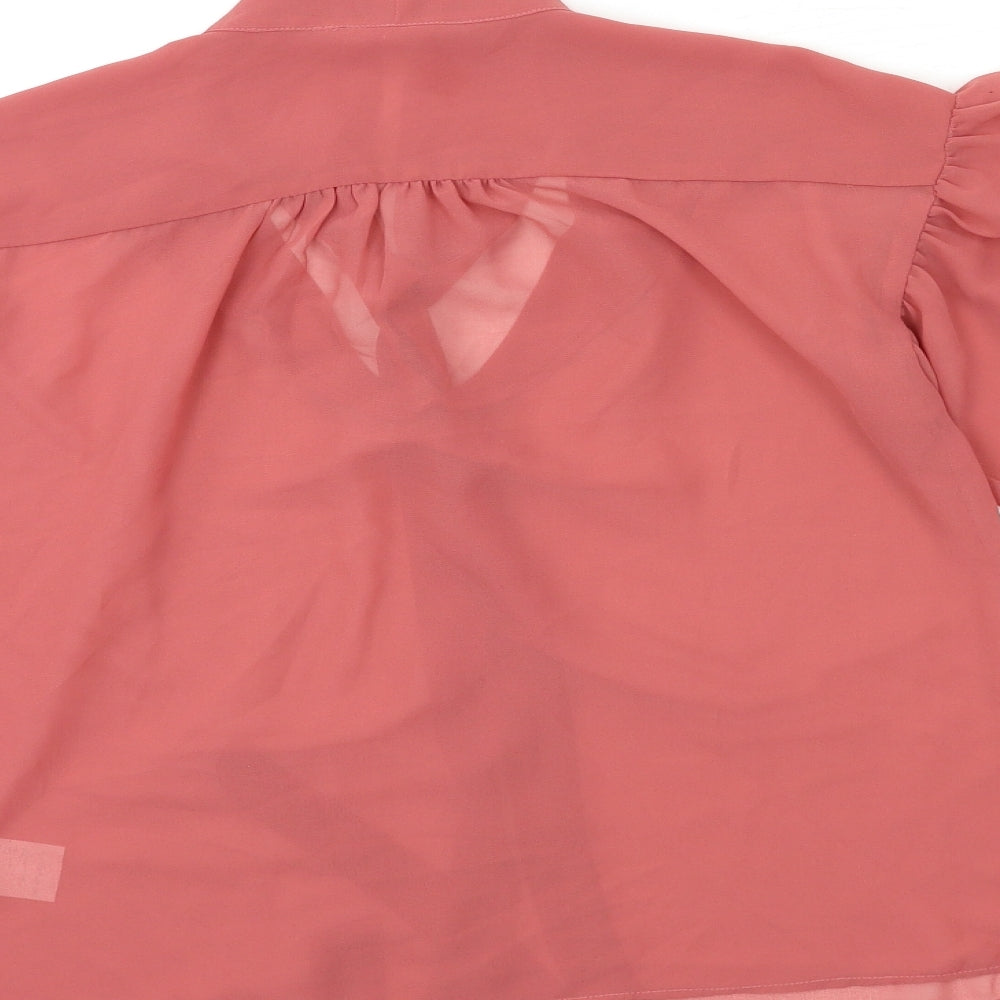 Brand and care label for ALL ABOUT YOU women’s pink basic blouse, size S