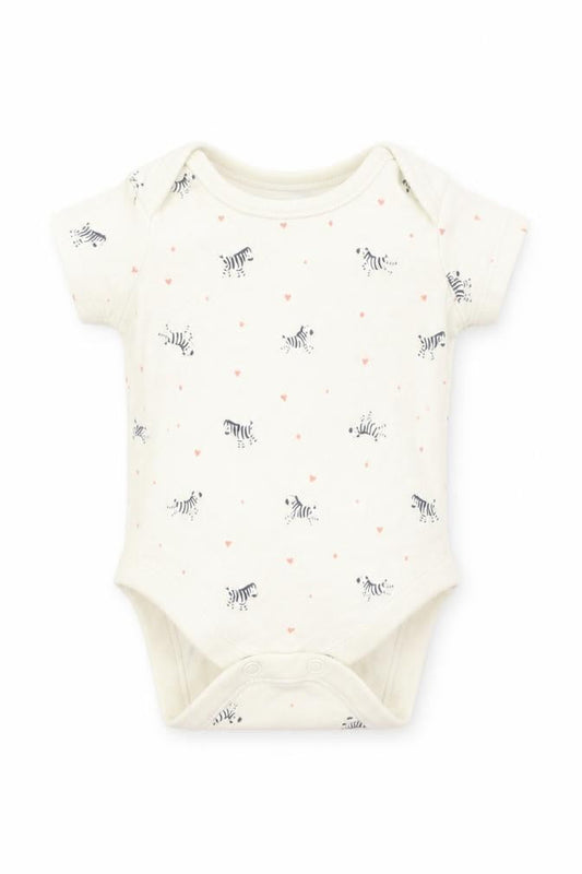 Front view of George Baby Beige Geometric Babygrow One-Piece, size 0-3, Months