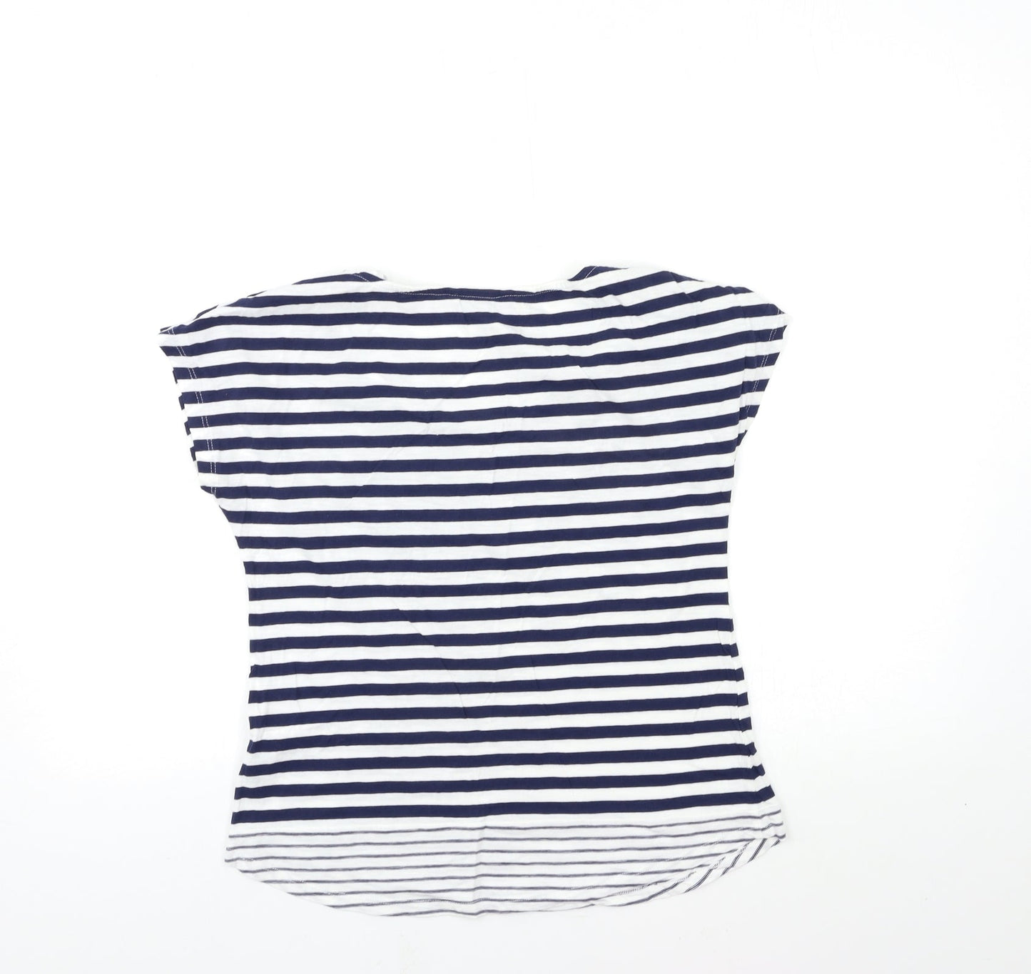 TU Womens White Striped  Basic T-Shirt Size 8