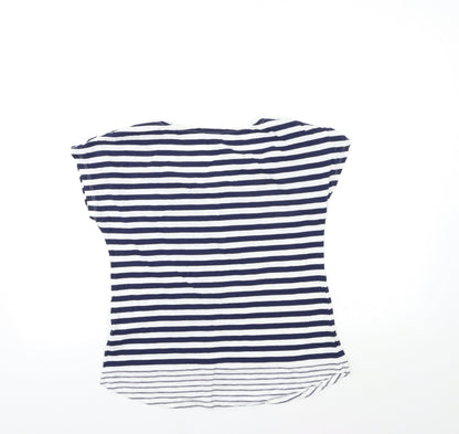 TU Womens White Striped  Basic T-Shirt Size 8
