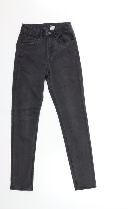 Womens UK Size 25 in H&M Regular Fit Skinny Black Jeans