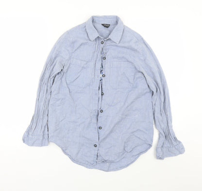 Womens UK Size 10 Topshop Blue Basic Button-Up