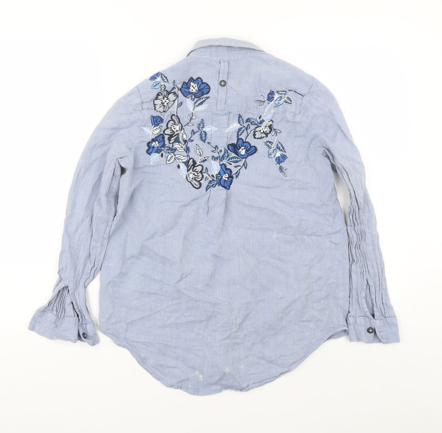 Womens UK Size 10 Topshop Blue Basic Button-Up
