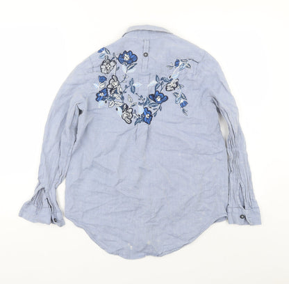 Womens UK Size 10 Topshop Blue Basic Button-Up