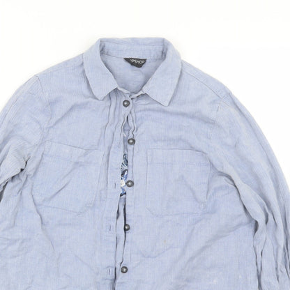 Womens UK Size 10 Topshop Blue Basic Button-Up