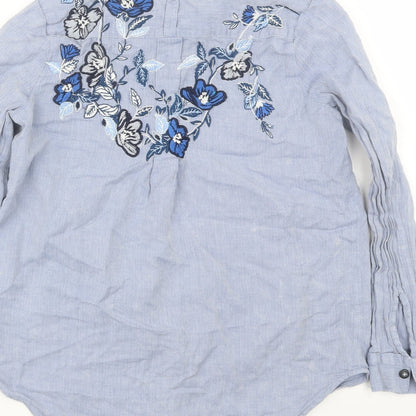 Womens UK Size 10 Topshop Blue Basic Button-Up