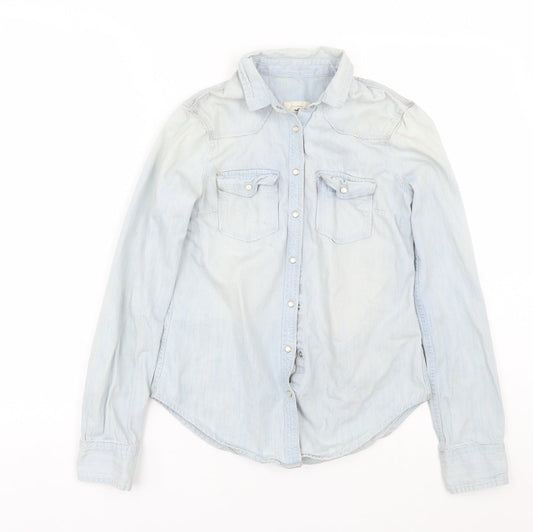 Womens UK Size XS Hollister Blue Basic Button-Up