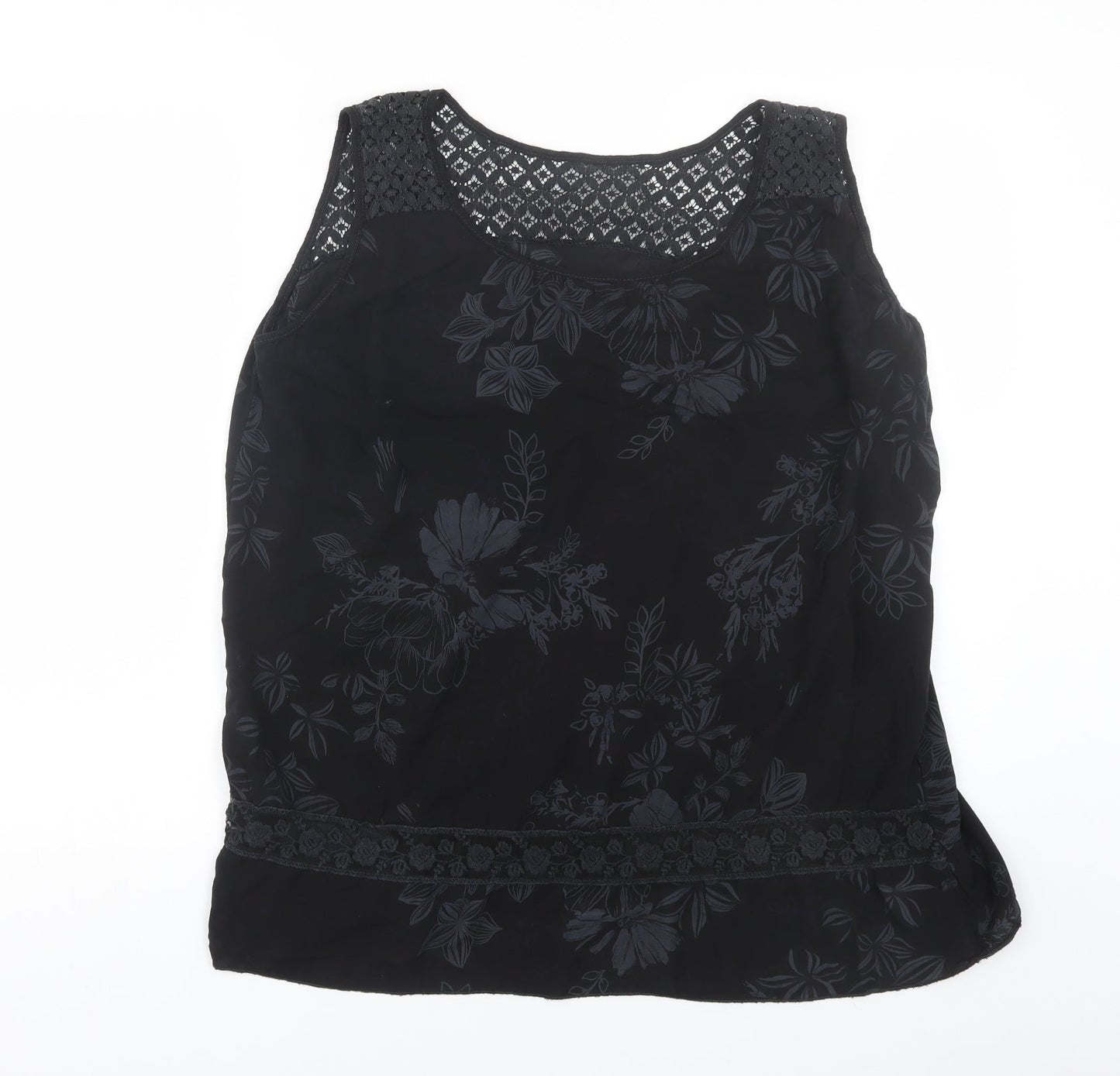 Womens UK Size M Preworn Black Basic Tank