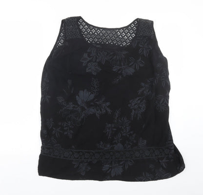Womens UK Size M Preworn Black Basic Tank