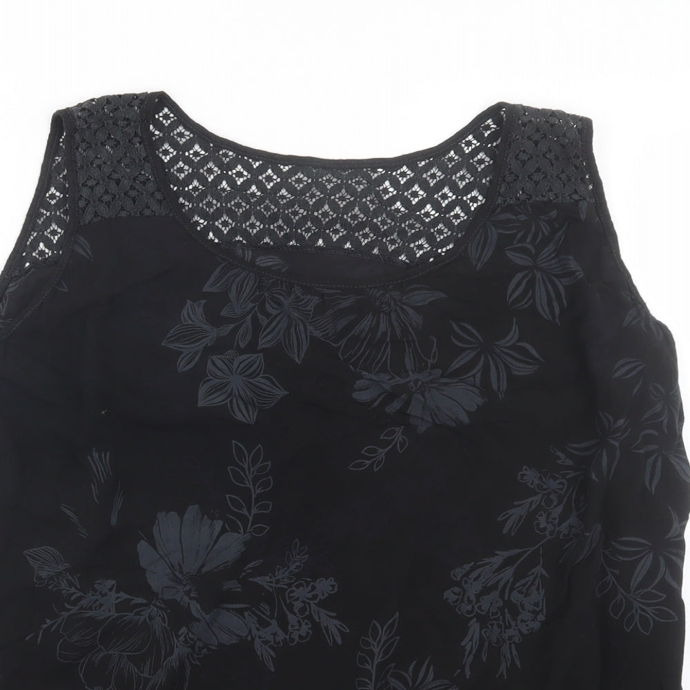 Womens UK Size M Preworn Black Basic Tank