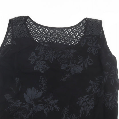 Womens UK Size M Preworn Black Basic Tank