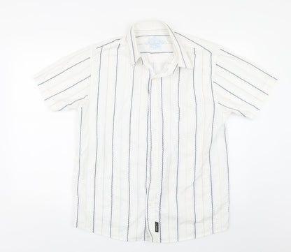Mens UK Size L Defined White  Button-Up Short Sleeve Casual Shirt