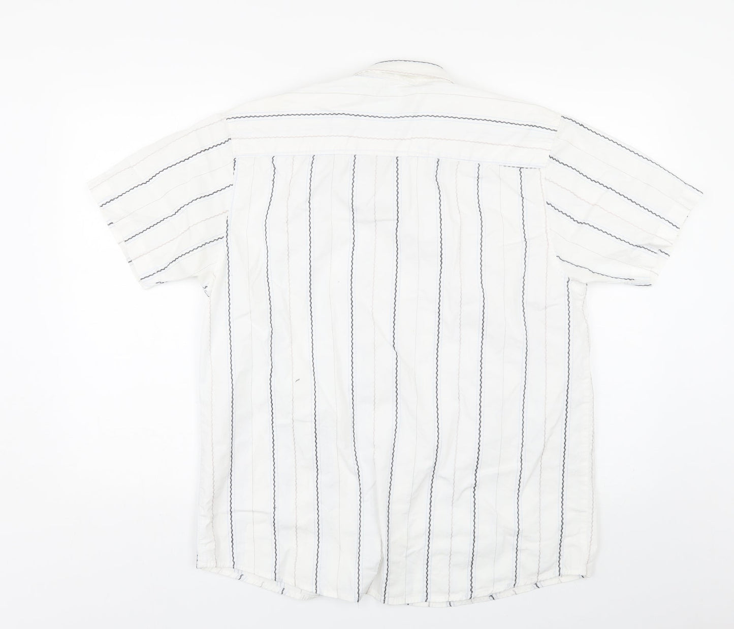Mens UK Size L Defined White  Button-Up Short Sleeve Casual Shirt