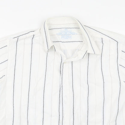 Mens UK Size L Defined White  Button-Up Short Sleeve Casual Shirt