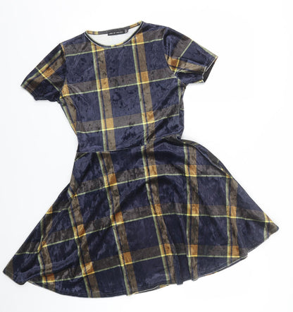 Look of the day Womens Multicoloured Plaid Velour T-Shirt Dress  Size 10