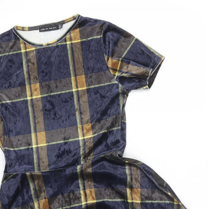 Look of the day Womens Multicoloured Plaid Velour T-Shirt Dress  Size 10