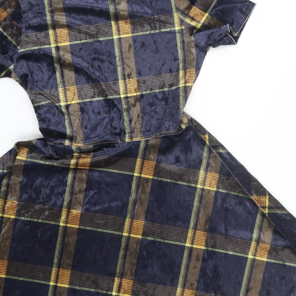 Look of the day Womens Multicoloured Plaid Velour T-Shirt Dress  Size 10