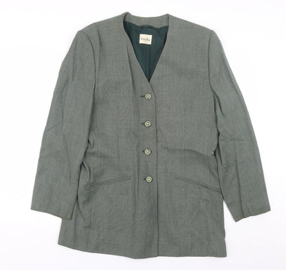 Additional front view of Vityella women’s green polka dot jacket suit, size UK 14
