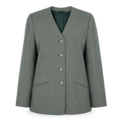Front view of Vityella women’s green polka dot jacket suit, size UK 14
