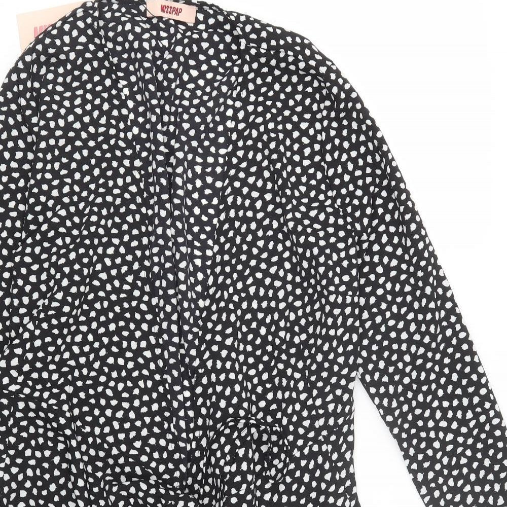 Womens UK Size 8 Misspap Black Kimono Blouse