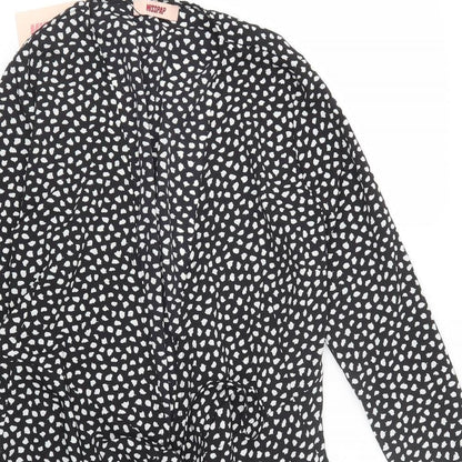 Womens UK Size 8 Misspap Black Kimono Blouse